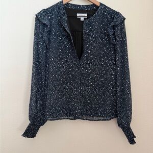 Evereve June dotty navy and White Speckled Blouse